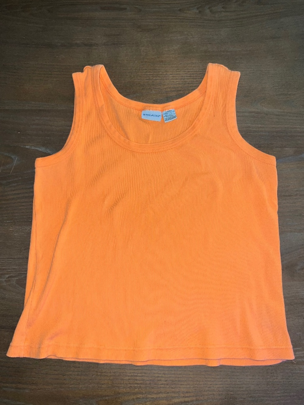 White Stag Orange Cotton Tank Top Women's L Scoop Neck Sleeveless Casual Basic